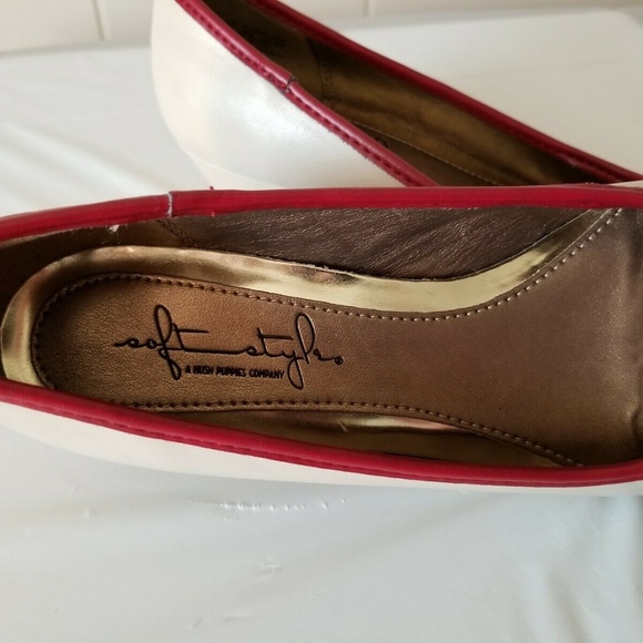 HUSH PUPPY SOFT STYLE BONE/D RED  LOW HEEL SZ 6 - Picture 7 of 7